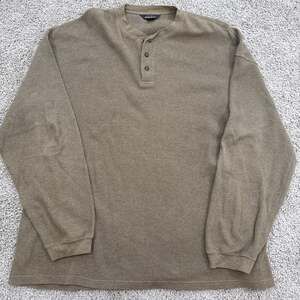 Woolrich Men's XL (fits XXL) Brown Waffle Knit Thermal Henley Long Sleeve Shirt